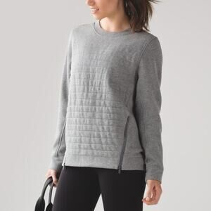 Lululemon Grey Fleece Be True Quilted Dual Zippered Sweatshirt Sz 4